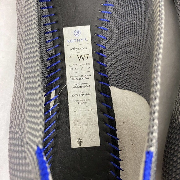 ROTHY'S Birdseye Ballet Flat Loafer Round Toe Charcoal Gray Slip On Size… - Picture 4 of 7